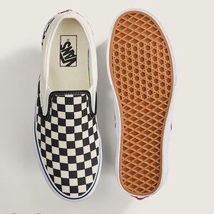 Vans Checkered Slip-On Shoes - Black and White